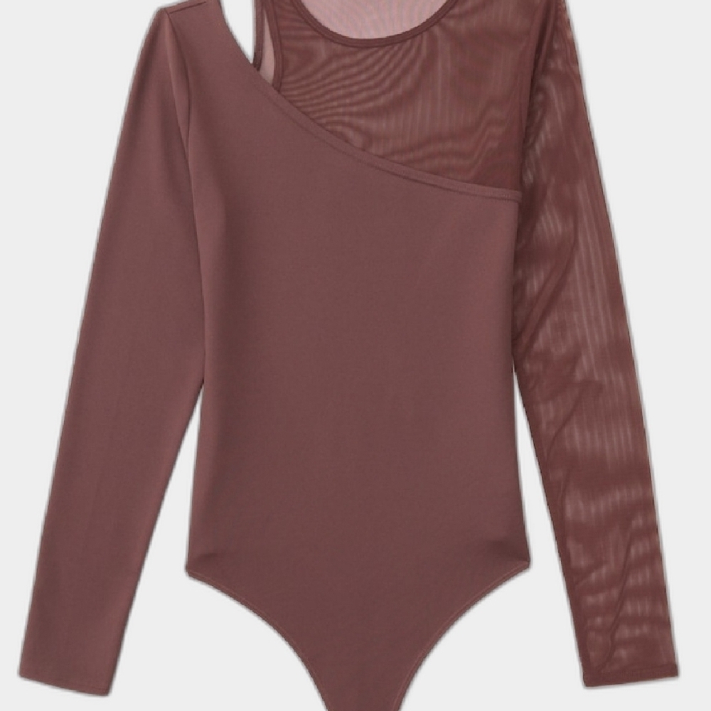 Abercrombie & Fitch Asymmetrical Bodysuit in Mauve